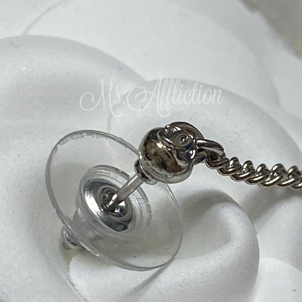 CHANEL 🖤NEW🖤 Authentic Crystal Double Sided Crystal Strass CC Silver Earrings - Picture 8 of 8